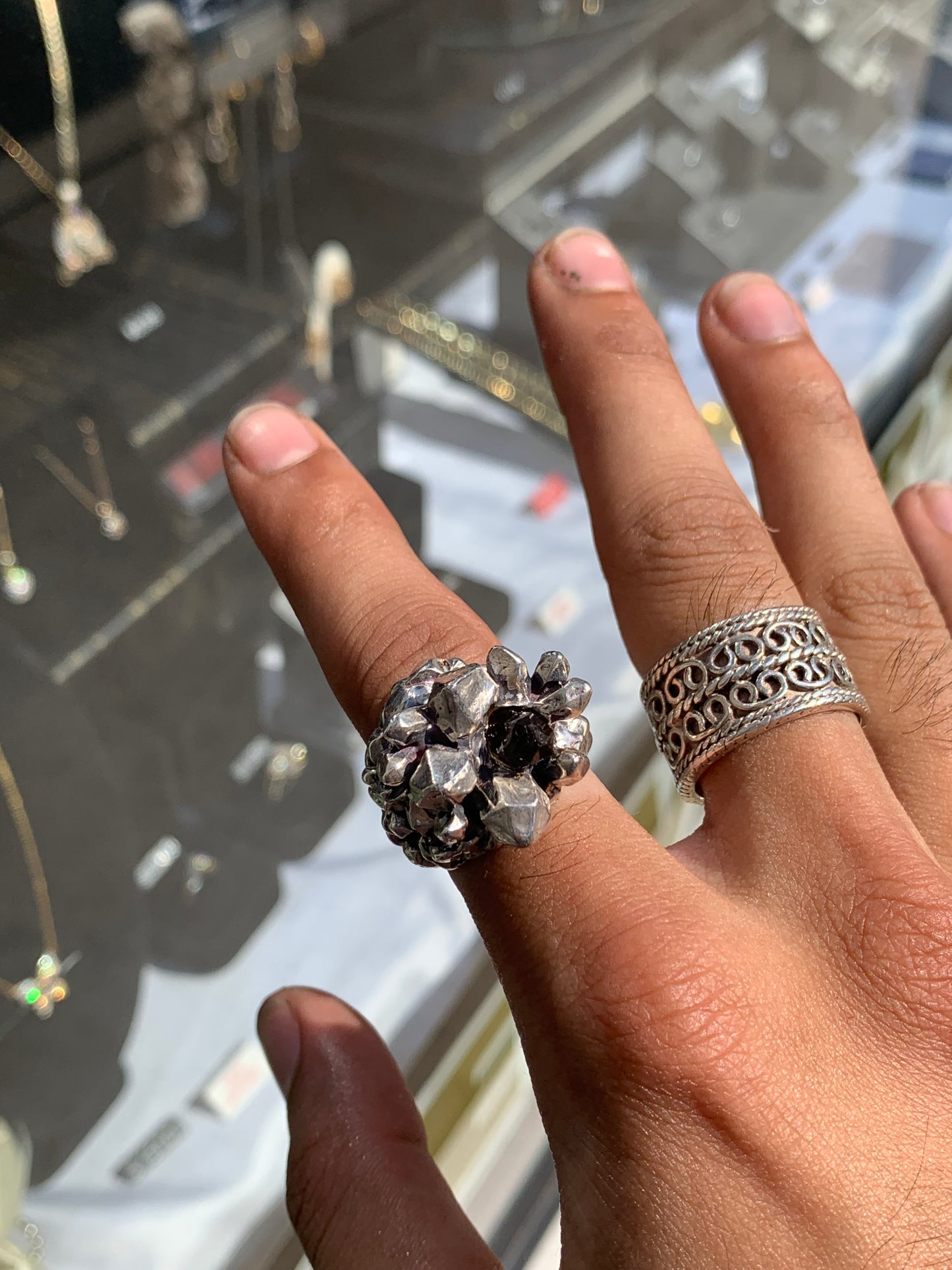 Sterling Silver Cluster Quarts Ring