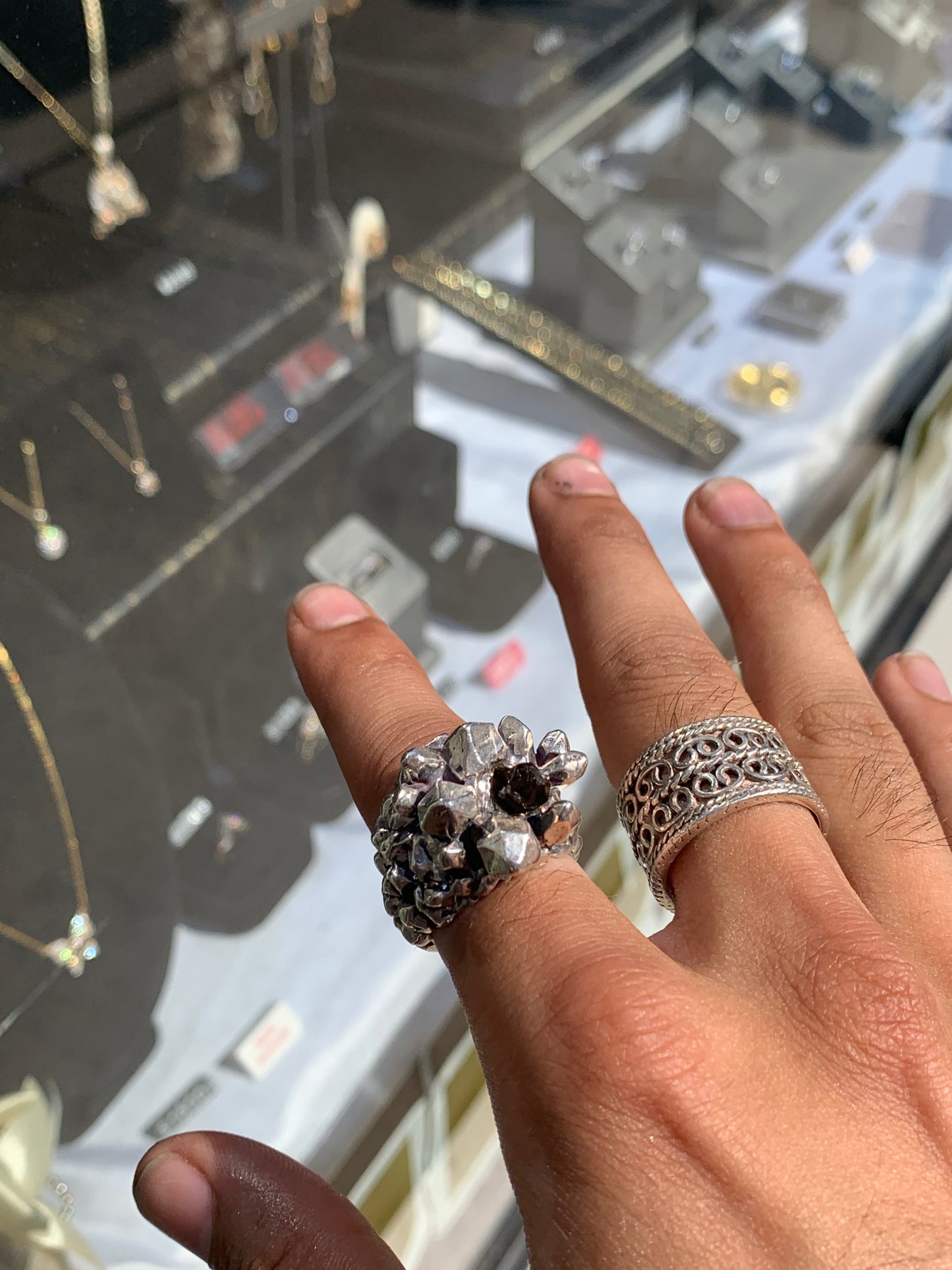 Sterling Silver Cluster Quarts Ring